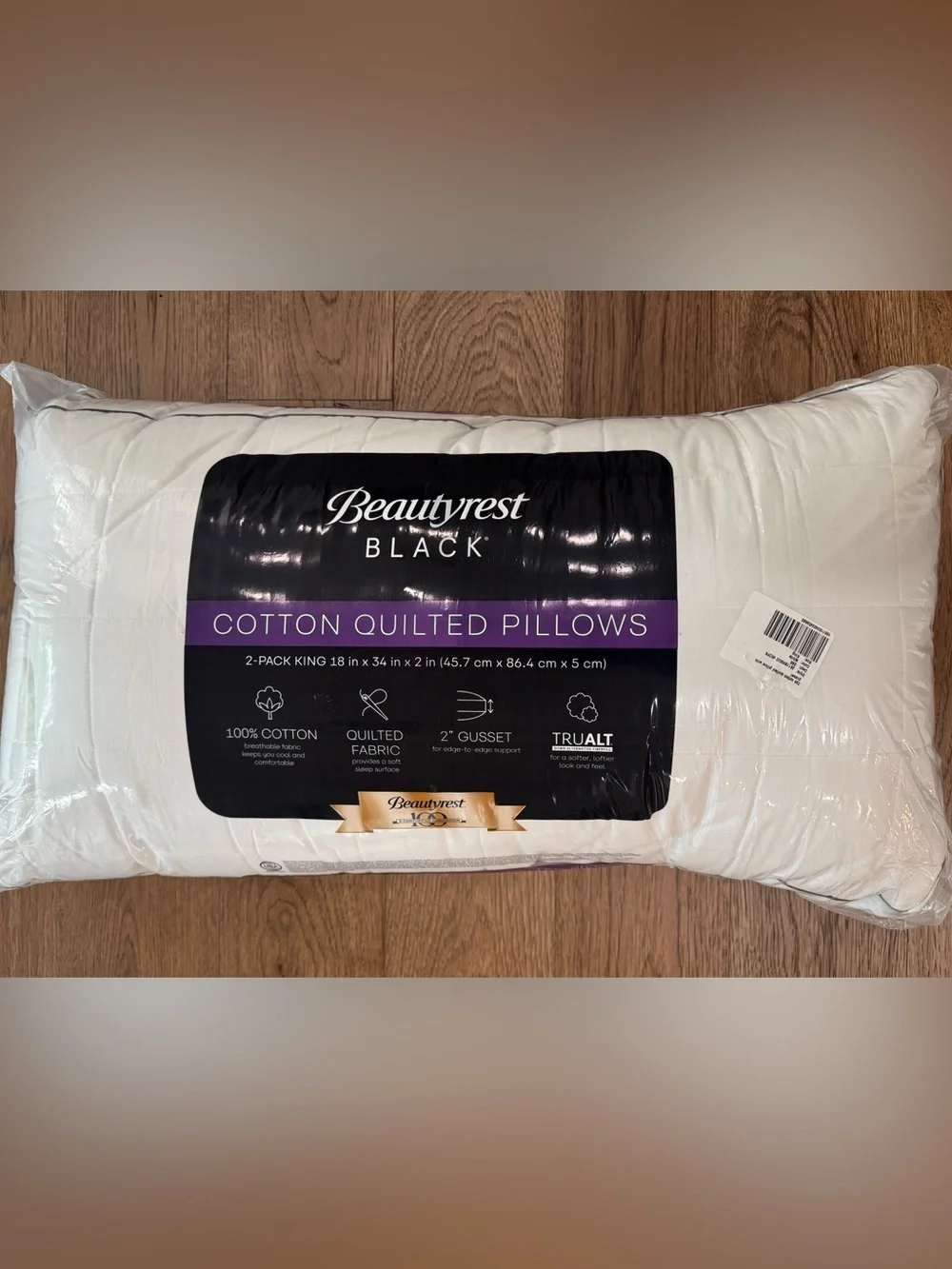 BEAUTYREST BLACK 2pk Luxurious Cooling Cotton Down Alternative Pillows